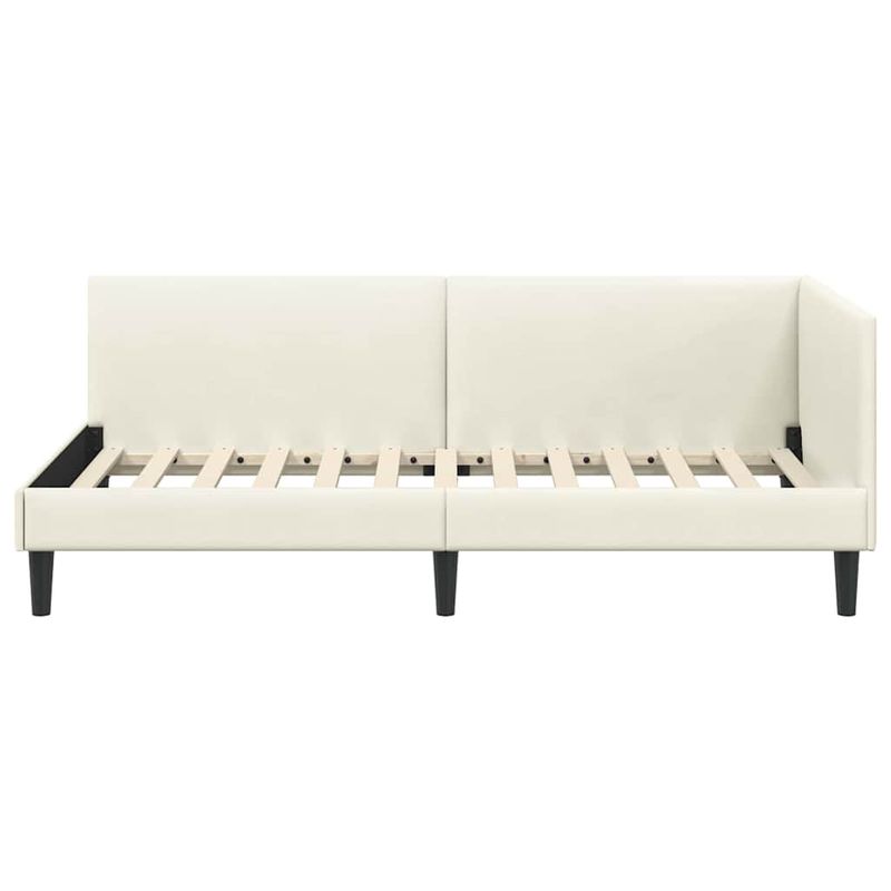 Casa si Gradina - Mobilier - Paturi si accesorii - Paturi - Cadru de pat coltar Crem 80 x 200 cm Catifea si lemn ingineresc - Infinity.ro
