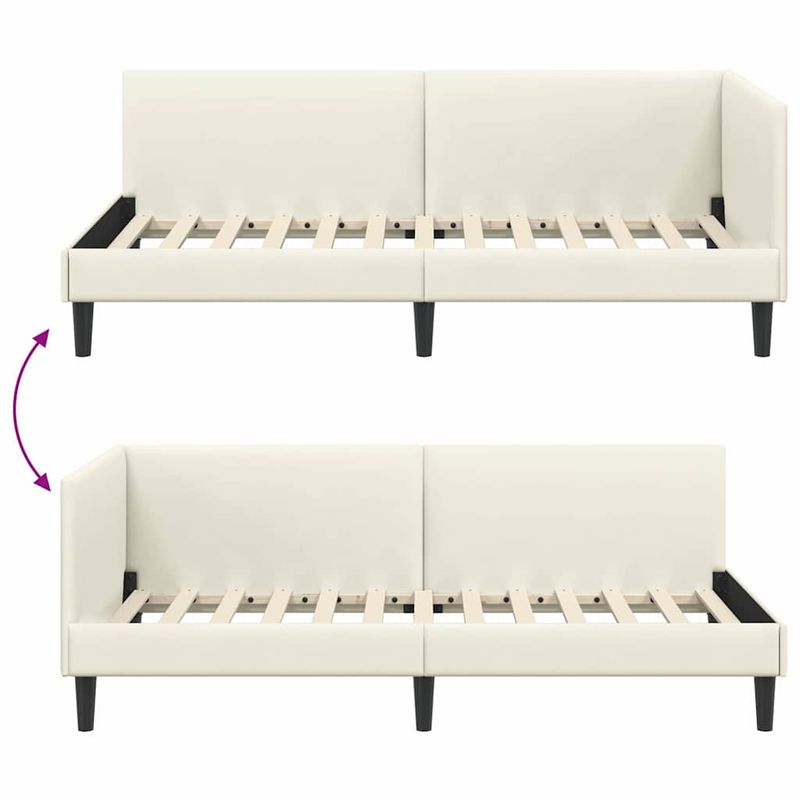 Casa si Gradina - Mobilier - Paturi si accesorii - Paturi - Cadru de pat coltar Crem 80 x 200 cm Catifea si lemn ingineresc - Infinity.ro