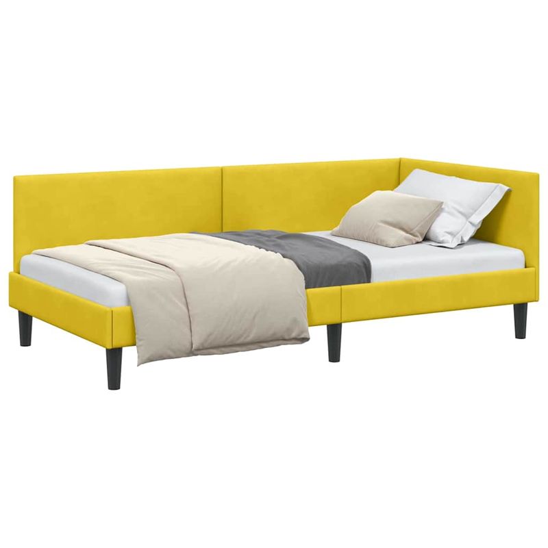 Casa si Gradina - Mobilier - Paturi si accesorii - Paturi - Cadru de pat coltar Altele cu headboard Galben 90 x 190 cm - Infinity.ro