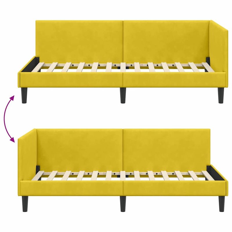 Casa si Gradina - Mobilier - Paturi si accesorii - Paturi - Cadru de pat coltar Altele cu headboard Galben 90 x 190 cm - Infinity.ro