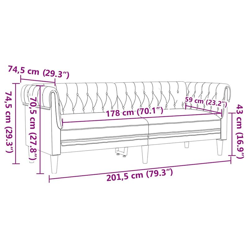 Casa si Gradina - Mobilier - Canapele si coltare - Canapele - Canapea Chesterfield Gri inchis 201.5 x 74.5 x 74.5 cm tesatura - Infinity.ro