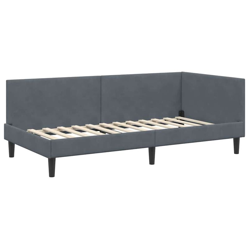 Casa si Gradina - Mobilier - Paturi si accesorii - Paturi - Cadru de pat coltar Altele cu headboard Gri inchis 90 x 200 cm - Infinity.ro