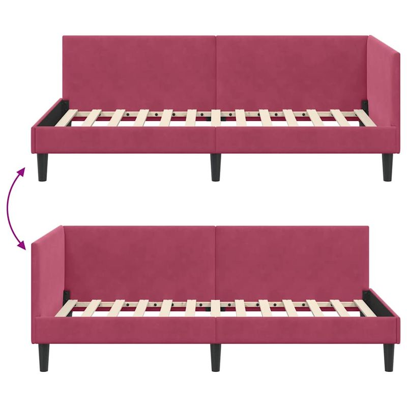 Casa si Gradina - Mobilier - Paturi si accesorii - Paturi - Cadru de pat coltar Altele cu headboard bordo 90 x 190 cm - Infinity.ro
