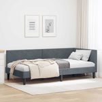 Casa si Gradina - Mobilier - Paturi si accesorii - Paturi - Cadru de pat coltar Altele cu headboard Gri inchis 100 x 200 cm - Infinity.ro