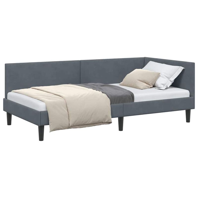 Casa si Gradina - Mobilier - Paturi si accesorii - Paturi - Cadru de pat coltar Altele cu headboard Gri inchis 100 x 200 cm - Infinity.ro