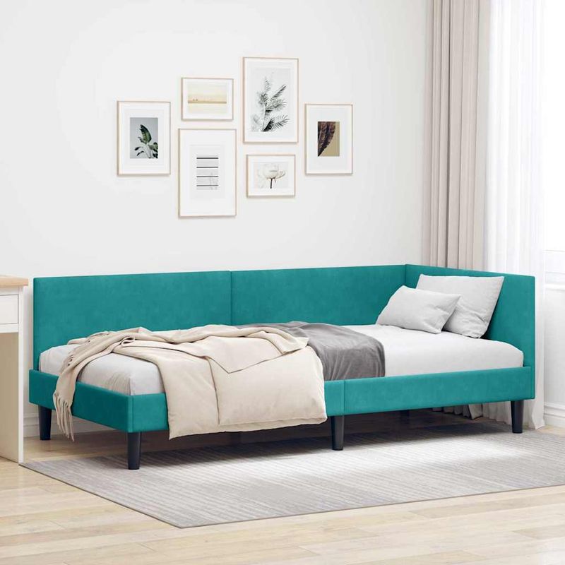 Casa si Gradina - Mobilier - Paturi si accesorii - Paturi - Cadru de pat coltar Altele cu headboard Turcoaz 90 x 190 cm - Infinity.ro