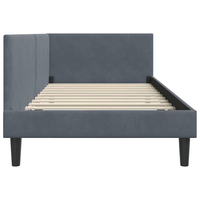 Casa si Gradina - Mobilier - Paturi si accesorii - Paturi - Cadru de pat coltar Altele cu headboard Gri inchis 100 x 200 cm - Infinity.ro