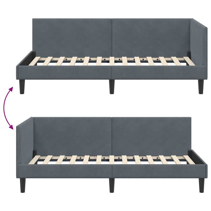 Casa si Gradina - Mobilier - Paturi si accesorii - Paturi - Cadru de pat coltar Altele cu headboard Gri inchis 100 x 200 cm - Infinity.ro