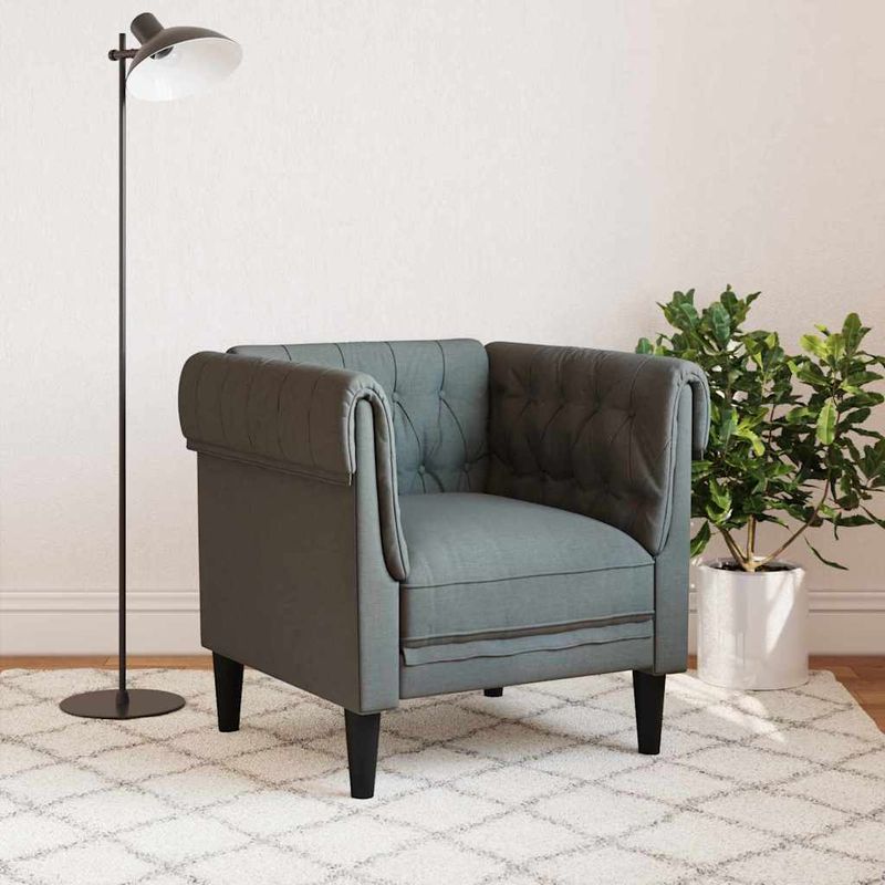 Casa si Gradina - Mobilier - Scaune si fotolii - Fotolii - Fotoliu canapea Chesterfield Gri inchis 78.5 x 74.5 x 74.5 cm - Infinity.ro