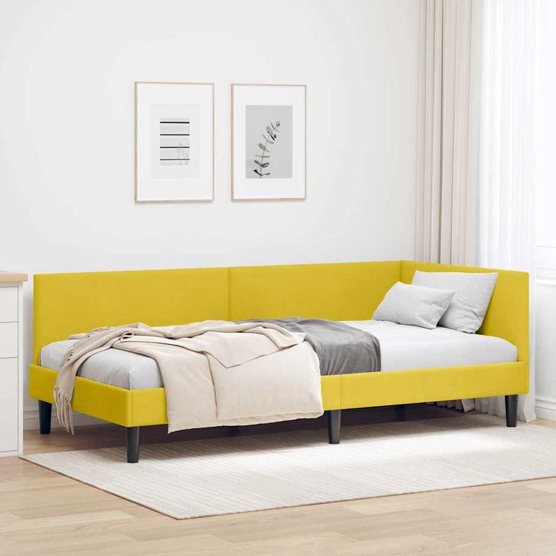 Casa si Gradina - Mobilier - Paturi si accesorii - Paturi - Cadru de pat coltar Altele cu headboard Galben 80 x 200 cm - Infinity.ro