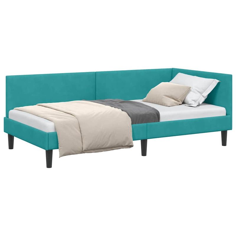 Casa si Gradina - Mobilier - Paturi si accesorii - Paturi - Cadru de pat coltar Altele cu headboard Turcoaz 80 x 200 cm - Infinity.ro