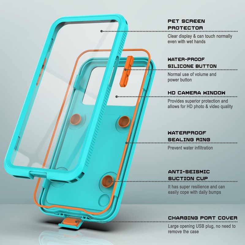 Laptop, Telefoane si Tablete - Telefoane mobile si accesorii - Accesorii Telefoane - Huse telefoane - Husa pentru iPhone 12/12 Pro/13/13 Pro/14/14 pro/15/15 Pro/16 - ShellBox AirBox Waterproof IP68 Case (6.1 inch) - Albastru - Infinity.ro