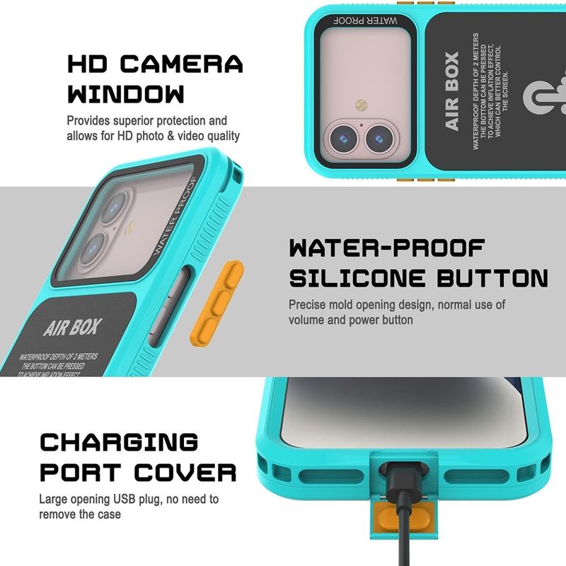 Laptop, Telefoane si Tablete - Telefoane mobile si accesorii - Accesorii Telefoane - Huse telefoane - Husa pentru iPhone 12/12 Pro/13/13 Pro/14/14 pro/15/15 Pro/16 - ShellBox AirBox Waterproof IP68 Case (6.1 inch) - Albastru - Infinity.ro