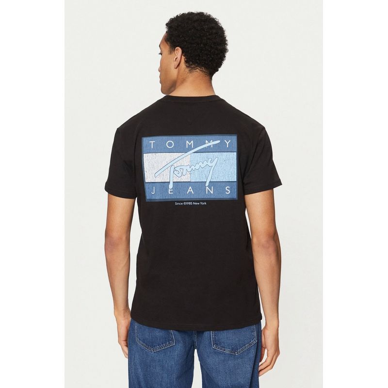 Fashion, accesorii si bijuterii - Barbati - Imbracaminte - Tricouri si bluze barbati - Tricou barbati Tommy Jeans Flag DM0DM21108 Negru XL INTL - Infinity.ro
