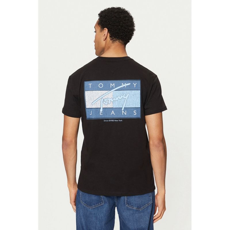 Fashion, accesorii si bijuterii - Barbati - Imbracaminte - Tricouri si bluze barbati - Tricou barbati Tommy Jeans Flag DM0DM21108 Negru S INTL - Infinity.ro