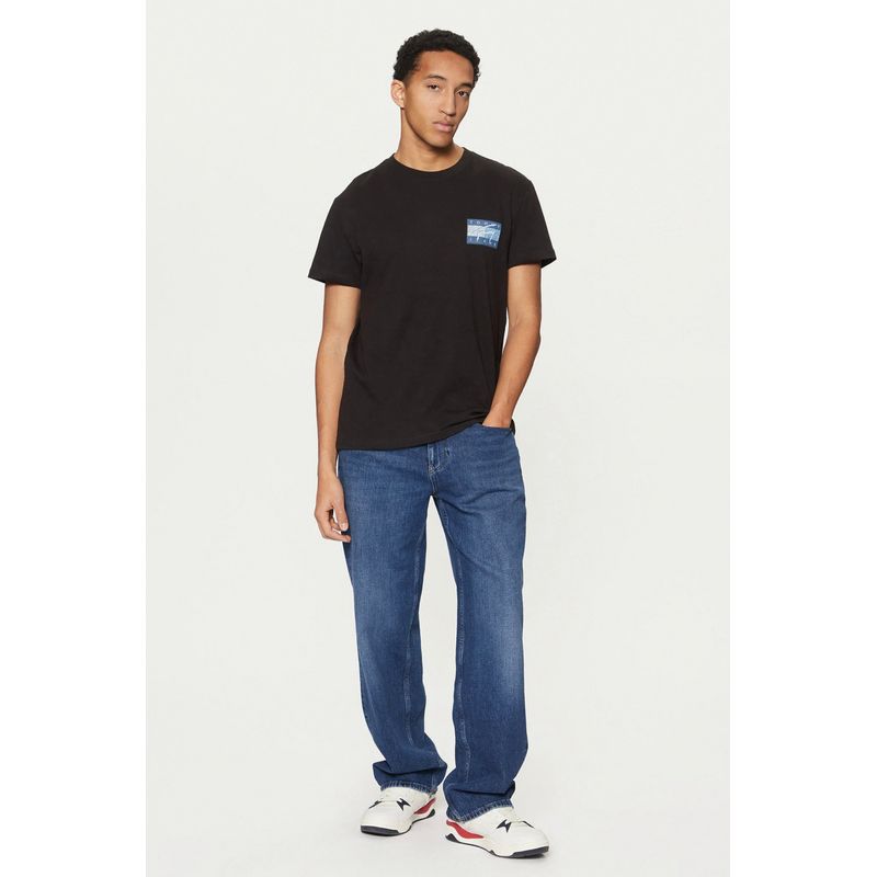 Fashion, accesorii si bijuterii - Barbati - Imbracaminte - Tricouri si bluze barbati - Tricou barbati Tommy Jeans Flag DM0DM21108 Negru S INTL - Infinity.ro