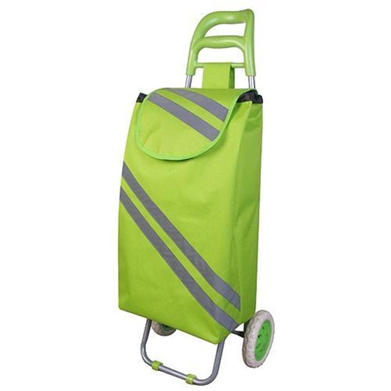 Market - Bacanie - Alte articole bacanie - Carucior cumparaturi Green, PE/PVC, max 30 kg, dimensiune 35 x 30 x 96 cm, benzi reflectorizante - Infinity.ro