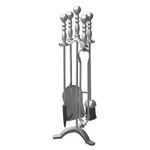 Casa si Gradina - Termice - Sobe, Seminee si accesorii - Accesorii seminee si sobe - Set stativ cu unelte pentru semineu, 4 piese, nichel, 53 cm - Infinity.ro