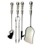 Casa si Gradina - Termice - Sobe, Seminee si accesorii - Accesorii seminee si sobe - Set stativ cu unelte pentru semineu, 4 piese, nichel, 53 cm - Infinity.ro