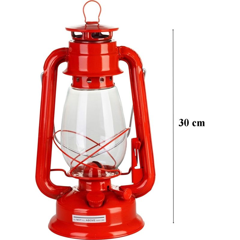 Sport si Outdoor - Camping - Articole solare camping - Lampi si lanterne camping - Set lampa cu fitil + ulei lampa 1l, culoare rosie, inaltime 30cm - Infinity.ro