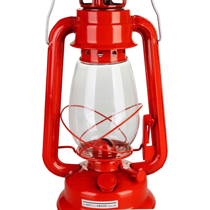 Sport si Outdoor - Camping - Articole solare camping - Lampi si lanterne camping - Set lampa cu fitil + ulei lampa 1l, culoare rosie, inaltime 30cm - Infinity.ro