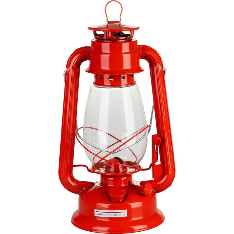 Sport si Outdoor - Camping - Articole solare camping - Lampi si lanterne camping - Set lampa cu fitil + ulei lampa 1l, culoare rosie, inaltime 30cm - Infinity.ro