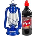 Sport si Outdoor - Camping - Articole solare camping - Lampi si lanterne camping - Set lampa cu fitil + ulei lampa 1l, culoare albastra, inaltime 30cm - Infinity.ro