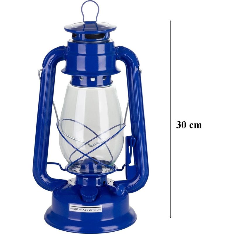 Sport si Outdoor - Camping - Articole solare camping - Lampi si lanterne camping - Set lampa cu fitil + ulei lampa 1l, culoare albastra, inaltime 30cm - Infinity.ro