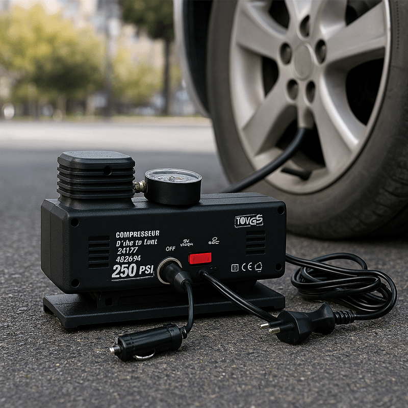 Auto si Moto - Reparatii si depanare - Scule auto - Scule si truse auto - Compresor auto cu manometru, alimentare 12V/220V 120W - Infinity.ro