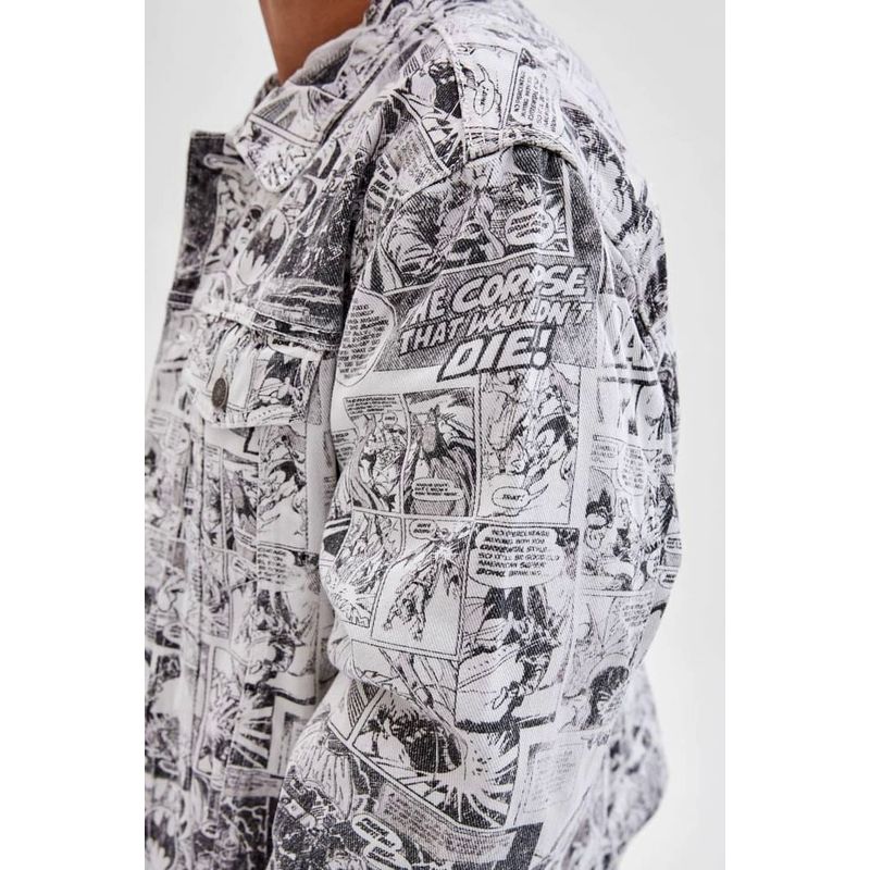 Fashion, accesorii si bijuterii - Barbati - Imbracaminte - Jachete si geci barbati - Geaca din denim Guess Originals Batman Comic Print XL INTL Alb - Infinity.ro