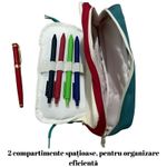 Carti si Birotica - Rechizite - Penare - Penar echipat pentru școală, fete/baieti, poliester, cu 4 pixuri și stilou, 2 compartimente, accesorii detașabile - Infinity.ro