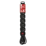 Casa si Gradina - Electrice - Accesorii electrice - Prelungitoare, triple, fise - Prelungitor electric 1.5m 6x Priza Schucko negru cu protectie copii - Infinity.ro