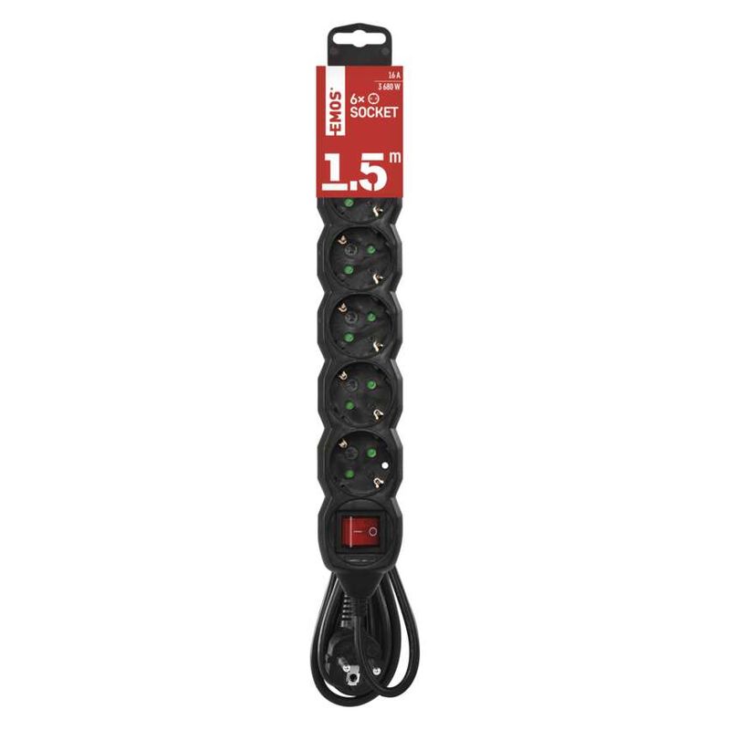 Casa si Gradina - Electrice - Accesorii electrice - Prelungitoare, triple, fise - Prelungitor electric 1.5m 6x Priza Schucko negru cu protectie copii - Infinity.ro