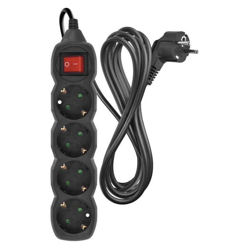 Casa si Gradina - Electrice - Accesorii electrice - Prelungitoare, triple, fise - Prelungitor electric 3m 4x Priza Schucko negru cu protectie copii - Infinity.ro