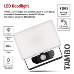 Casa si Gradina - Corpuri si surse de iluminat - Iluminat comercial si industrial - Proiectoare si lampi de lucru - Proiector led Tambo 20W 2000lm 4000K IP65 cu senzor de miscare - Infinity.ro