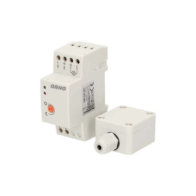 Casa si Gradina - Electrice - Smart Home - Centrale si module smart home - Senzor crepuscular ORNO OR-CR-231, cu sonda externa, IP65, instalare sina - Infinity.ro