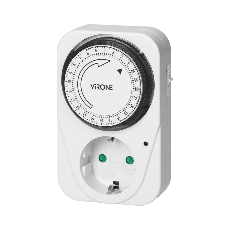 Casa si Gradina - Electrice - Prize - Priza programabila mecanic VIRONE MT-1(GS), schuko, 230V, 16A, 3500W, IP20, alb - Infinity.ro