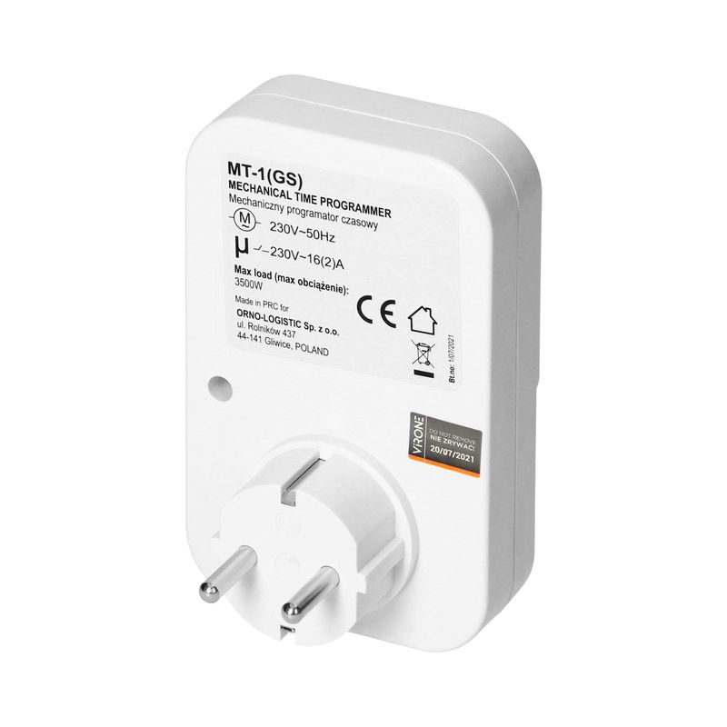 Casa si Gradina - Electrice - Prize - Priza programabila mecanic VIRONE MT-1(GS), schuko, 230V, 16A, 3500W, IP20, alb - Infinity.ro