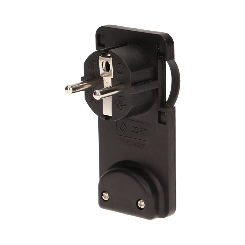 Casa si Gradina - Electrice - Accesorii electrice - Accesorii prize si intrerupatoare - Stecher extra slim cu maner ORNO OR-AE-1311/B, 250V, fara cablu, negru - Infinity.ro