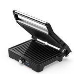 Electronice si Electrocasnice - Electrocasnice bucatarie - Aparate de gatit & desert - Gratare electrice - Gratar, AENO, EG2, 2000W, Control temperatura, Deschidere 180°, 290x234mm, Negru/Argintiu - Infinity.ro