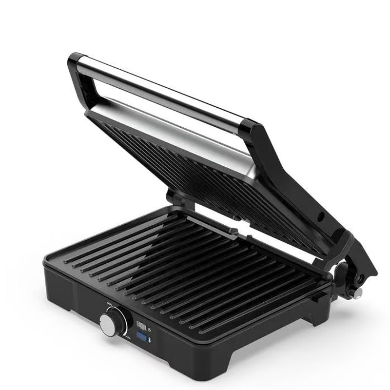 Electronice si Electrocasnice - Electrocasnice bucatarie - Aparate de gatit & desert - Gratare electrice - Gratar, AENO, EG2, 2000W, Control temperatura, Deschidere 180°, 290x234mm, Negru/Argintiu - Infinity.ro