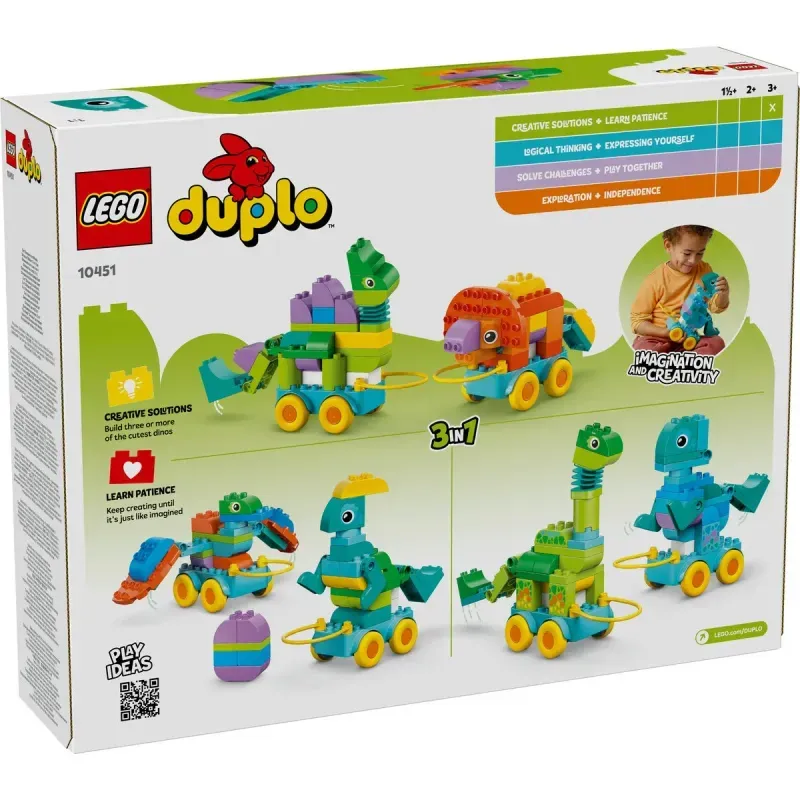 Jucarii, Copii si Bebe - Jucarii si jocuri - Seturi de constructie si cuburi - Seturi de constructie - Lego Duplo Dinozauri Pe Roti 3 In 1 10451 - Infinity.ro