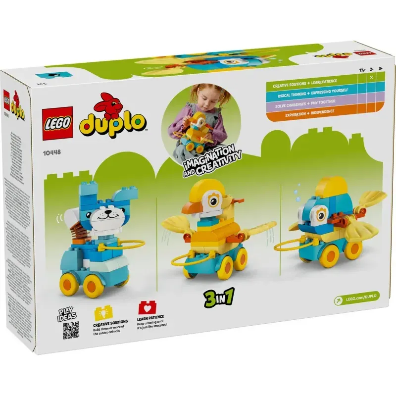 Jucarii, Copii si Bebe - Jucarii si jocuri - Seturi de constructie si cuburi - Seturi de constructie - Lego Duplo Animale Pe Roti 3 In 1 10448 - Infinity.ro