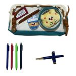 Carti si Birotica - Rechizite - Penare - Penar echipat pentru școală, fete/baieti, poliester, cu 4 pixuri și stilou, 2 compartimente, accesorii detașabile - Infinity.ro