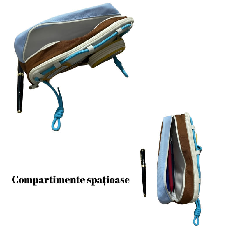 Carti si Birotica - Rechizite - Penare - Penar echipat pentru școală, fete/baieti, poliester, cu 4 pixuri și stilou, 2 compartimente, accesorii detașabile - Infinity.ro