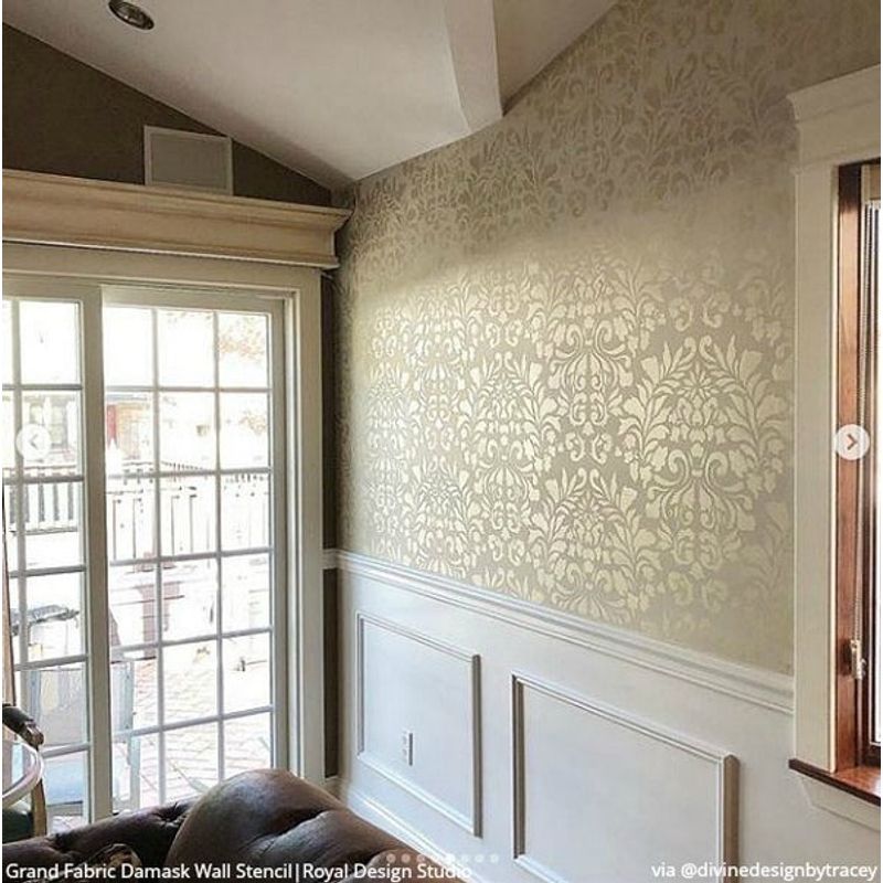 Casa si Gradina - Decoratiuni - DIY - Sabloane decorative pereti - Sablon Perete vopsire, tencuiala dimensiune 900x600 x mm grosime 0,7mm Grand Fabric Damask model MXSP7512 - Infinity.ro