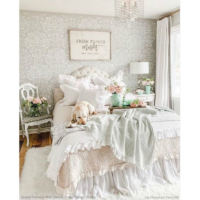 Casa si Gradina - Decoratiuni - DIY - Sabloane decorative pereti - Sablon Perete vopsire, tencuiala dimensiune 900x600 x mm grosime 0,7mm Grand Fabric Damask model MXSP7512 - Infinity.ro