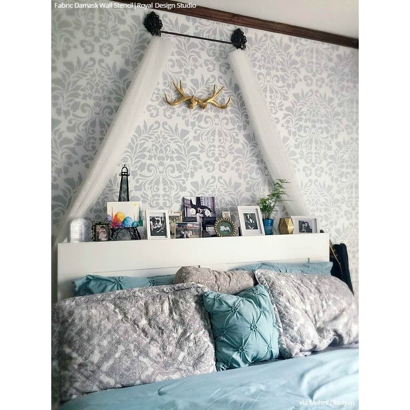 Casa si Gradina - Decoratiuni - DIY - Sabloane decorative pereti - Sablon Perete vopsire, tencuiala dimensiune 900x600 x mm grosime 0,7mm Grand Fabric Damask model MXSP7512 - Infinity.ro