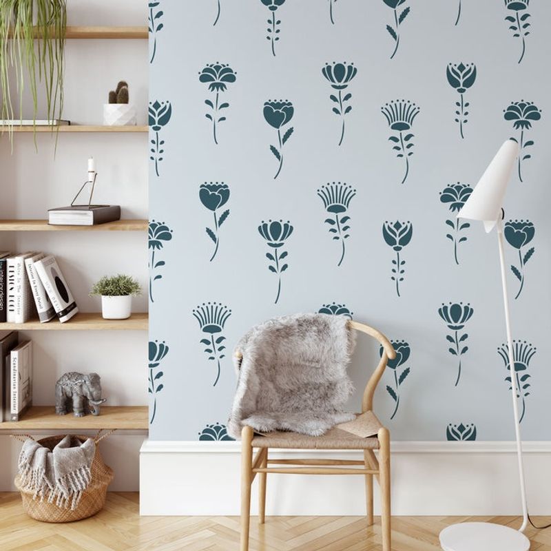 Casa si Gradina - Decoratiuni - DIY - Sabloane decorative pereti - Sablon 900x600x0.7mm Flower Stem Refolosibil, model MXSP7018 - Infinity.ro