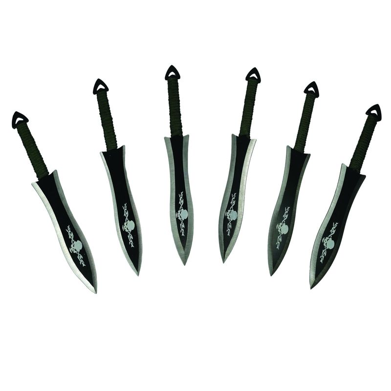 Sport si Outdoor - Camping - Cutite, bricege si accesorii - Cutite si bricege - Set Briceag fluture  si sase cutite de aruncat, Black Fury, otel inoxidabil, teaca inclusa - Infinity.ro